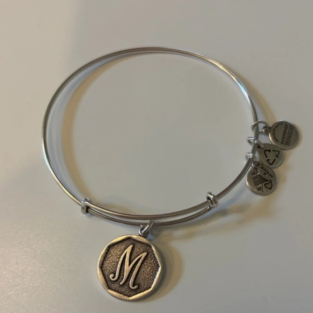 Alex and Ani Silver 'M' Charm Bracelet